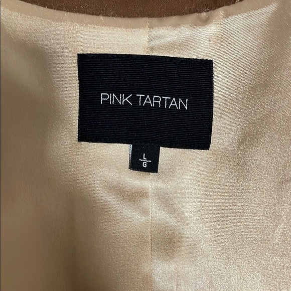 PINK TARTAN NWOT Double-Breasted Brown Trench Coat Lined, Size L - Picture 11 of 11